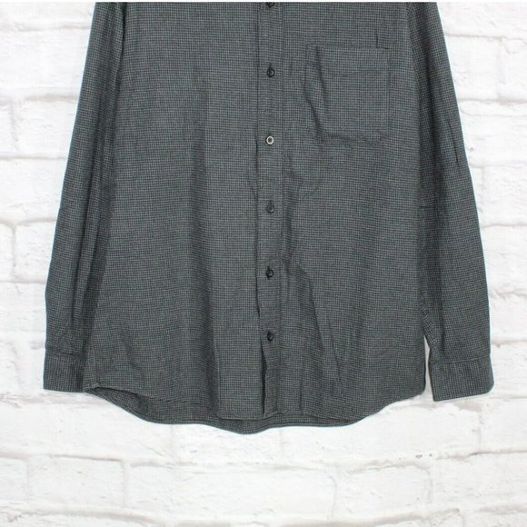 LL Bean Black Cotton Flannel Lined Slightly Fitted Button-Down Shirt Size L - Picture 3 of 8